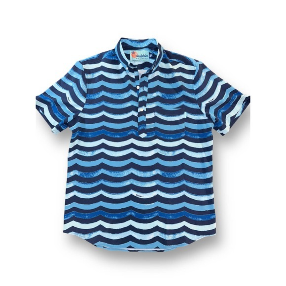 Chubbies - Men’s 1/2 Button Down Shirt - Pattern: the Triple Overhead Sz: Large